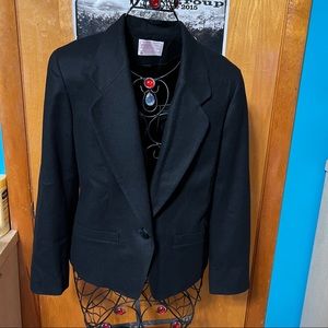 Pendleton petite black blazer jacket pure virgin wool vintage no tag size small